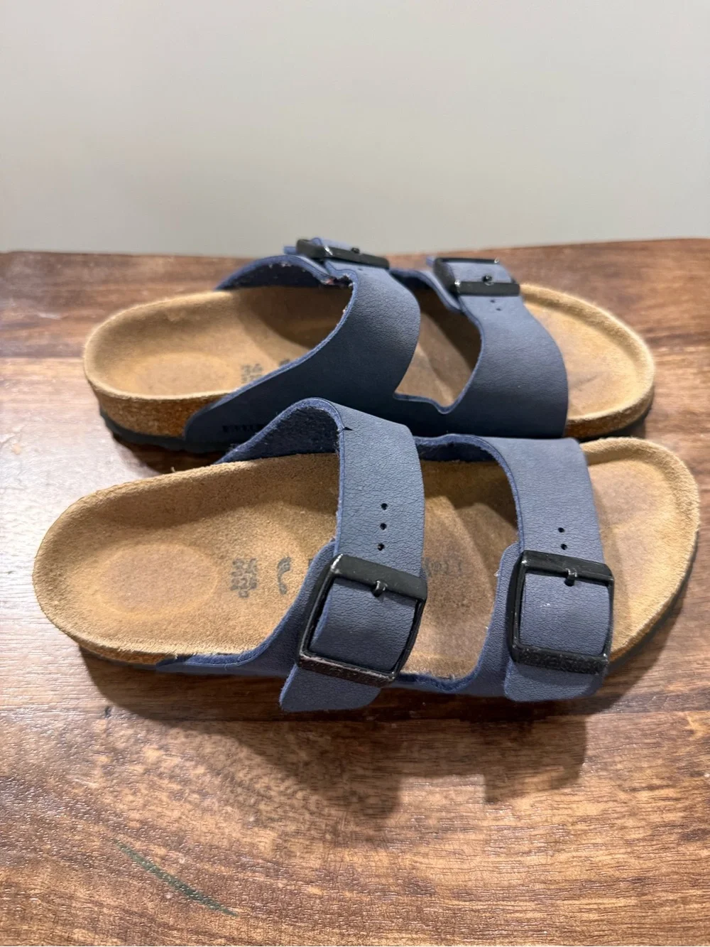 Birkenstock Kids Two-Strap Buckle Sandals in Dark Gray